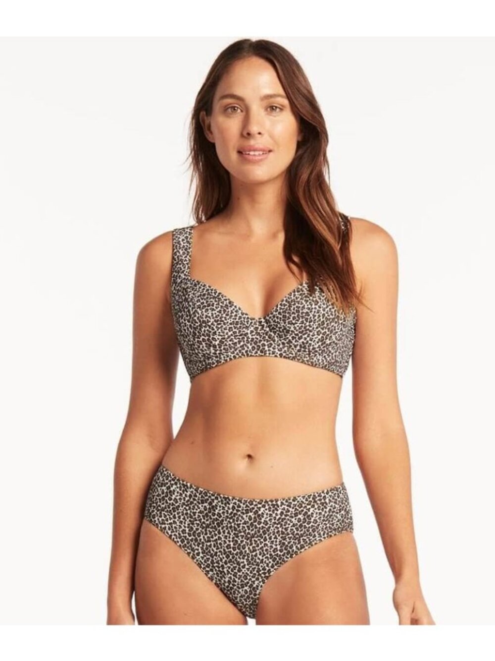 NWT Sea Level Swim Wild Cat Regular Bikini Bottom Espresso Size 14 Luxe Fabric D